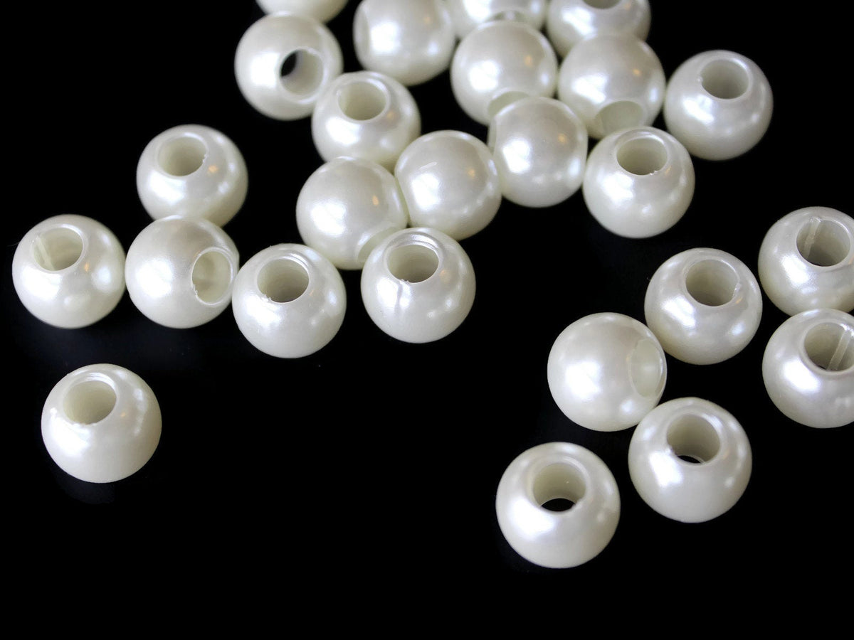 40 12mm Large Hole Pearls Round Ivory White Pearl Beads – Smileyboy Beads