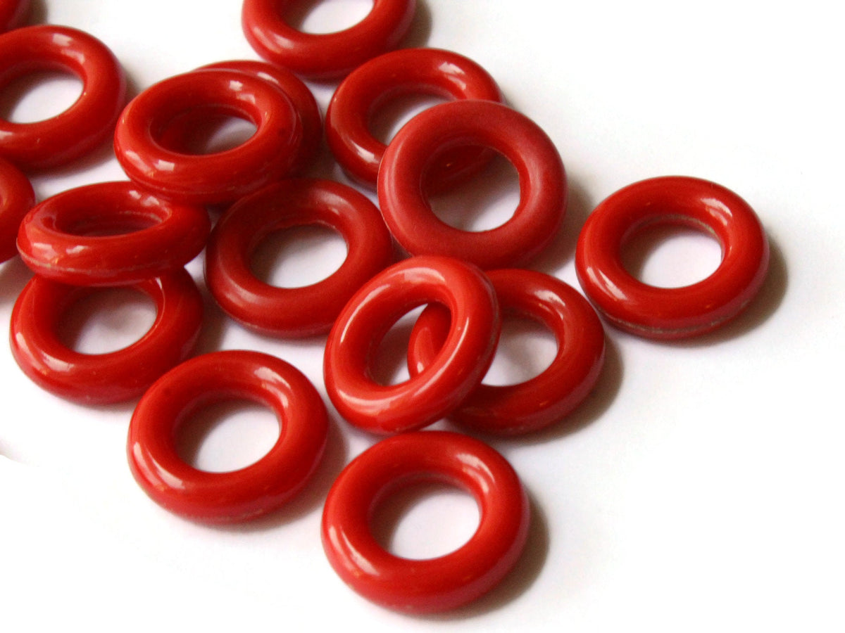 8 34mm Vintage Red Copper Plated Plastic Round Ring Beads – Smileyboy Beads