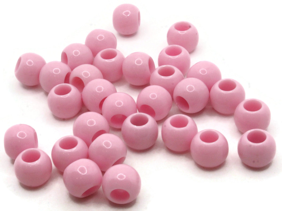 Pink Frosted 10mm Round Plastic Beads - White Swirls (150pcs)