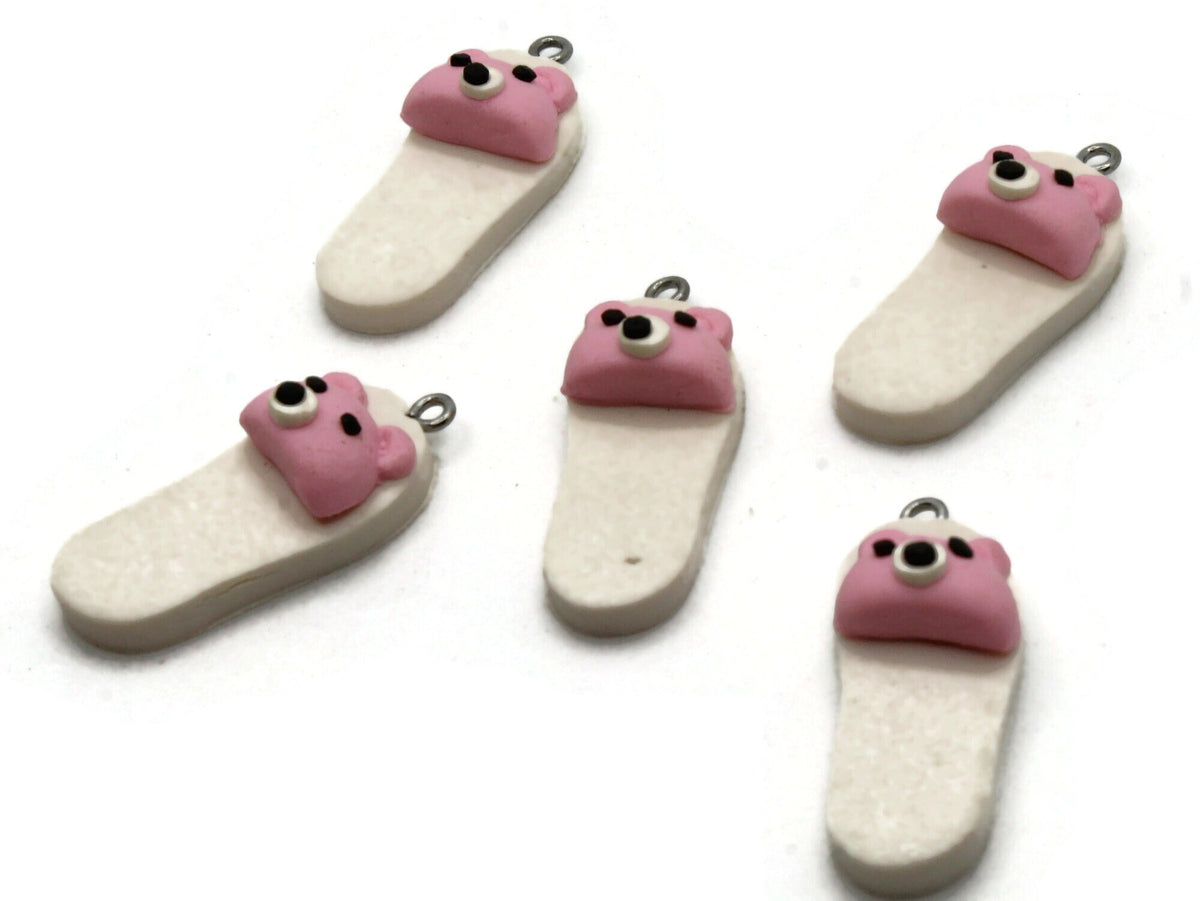 5 34mm White and Pink Teddy Bear Polymer Clay Miniature Slipper Charms –  Smileyboy Beads