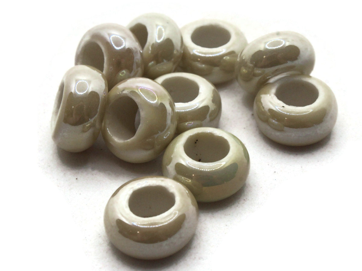 10 13mm Green Porcelain Rondelle Large Hole High Luster Beads – Smileyboy  Beads