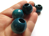 6 21mm x 19mm Blue Beads Round Wood Beads Vintage Beads Wooden Beads Large Hole Beads Loose Beads New Old Stock Beads Macrame Beads