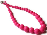 16 Inch Bright PInk Bead Necklace Graduated Bead Necklace Vintage Necklace Uncirculated New Old Stock Beads Smileyboy