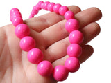 16 Inch Bright PInk Bead Necklace Graduated Bead Necklace Vintage Necklace Uncirculated New Old Stock Beads Smileyboy