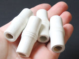 4 Tube Beads 41mm x 16mm White Vintage Wood Beads Wooden Beads Large Hole Beads Chunky Beads Macrame Beads New Old Stock Beads White Beads
