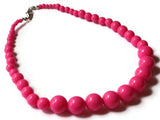 16 Inch Bright PInk Bead Necklace Graduated Bead Necklace Vintage Necklace Uncirculated New Old Stock Beads Smileyboy