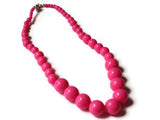 16 Inch Bright PInk Bead Necklace Graduated Bead Necklace Vintage Necklace Uncirculated New Old Stock Beads Smileyboy