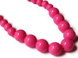 16 Inch Bright PInk Bead Necklace Graduated Bead Necklace Vintage Necklace Uncirculated New Old Stock Beads Smileyboy