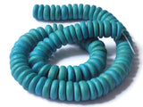 110 10mm Turquoise Blue Wood Beads Vintage Flat Saucer Disc Beads Wooden Bright Blue Beads Jewelry Making Beading Supplies Smileyboy