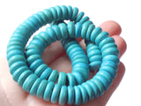 110 10mm Turquoise Blue Wood Beads Vintage Flat Saucer Disc Beads Wooden Bright Blue Beads Jewelry Making Beading Supplies Smileyboy