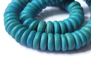 110 10mm Turquoise Blue Wood Beads Vintage Flat Saucer Disc Beads Wooden Bright Blue Beads Jewelry Making Beading Supplies Smileyboy