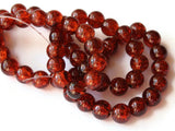 6mm Brown Crackle Glass Beads Round Beads Clear Cracked Glass Beads Jewelry Making Beading Supplies Loose Beads Smooth Round Beads