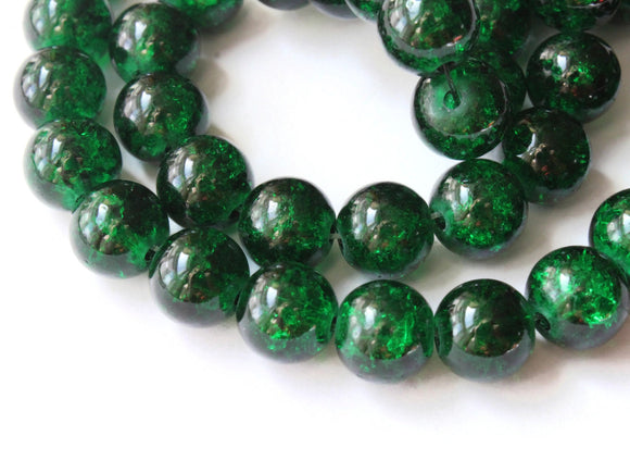 10mm Green Crackle Glass Round Beads Ball Beads Sphere Beads Jewelry Making Beading Supplies Loose Beads Full Strand Smileyboy