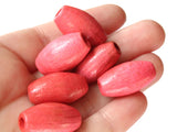 6 1 Inch 25mm Pink Beads Vintage Beads Wooden Beads Oval Beads Large Hole Beads Tube Beads Macrame Beads Barrel Beads New Old Stock Beads