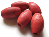 6 1 Inch 25mm Pink Beads Vintage Beads Wooden Beads Oval Beads Large Hole Beads Tube Beads Macrame Beads Barrel Beads New Old Stock Beads