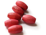 6 1 Inch 25mm Pink Beads Vintage Beads Wooden Beads Oval Beads Large Hole Beads Tube Beads Macrame Beads Barrel Beads New Old Stock Beads