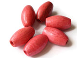 6 1 Inch 25mm Pink Beads Vintage Beads Wooden Beads Oval Beads Large Hole Beads Tube Beads Macrame Beads Barrel Beads New Old Stock Beads
