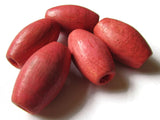 6 1 Inch 25mm Pink Beads Vintage Beads Wooden Beads Oval Beads Large Hole Beads Tube Beads Macrame Beads Barrel Beads New Old Stock Beads