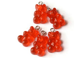 5 20mm Red Gummy Bear Charms Resin Pendants with Platinum Colored Loops Jewelry Making Beading Supplies Loose Candy Charms