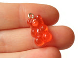 5 20mm Red Gummy Bear Charms Resin Pendants with Platinum Colored Loops Jewelry Making Beading Supplies Loose Candy Charms