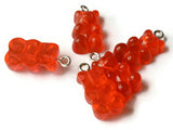 5 20mm Red Gummy Bear Charms Resin Pendants with Platinum Colored Loops Jewelry Making Beading Supplies Loose Candy Charms