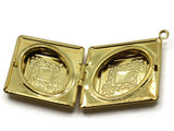 42mm Flower Diamond Locket Gold Tone Brass Locket Charm Jewelry Making and Beading Supplies