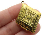 42mm Flower Diamond Locket Gold Tone Brass Locket Charm Jewelry Making and Beading Supplies