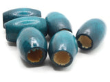 6 30mm Blue Wood Barrel Beads Wooden Tube Beads Large Hole Beads Macrame Beads Jewelry Making Beading Supplies Big Loose Beads Smileyboy