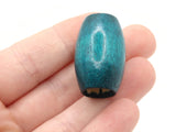 6 30mm Blue Wood Barrel Beads Wooden Tube Beads Large Hole Beads Macrame Beads Jewelry Making Beading Supplies Big Loose Beads Smileyboy