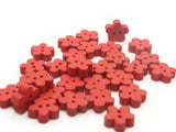 30 11mm 2 Hole Wooden Flower Buttons Mixed or Individual Color Packs