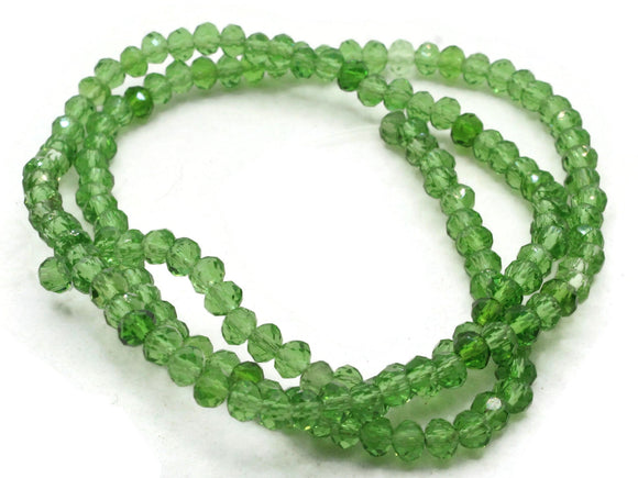 150 4mm x 3mm Mixed Green Glass Beads Faceted Rondelle Beads Full Strand Abacus Beads Jewelry Making Beading Supplies Small Spacer Beads