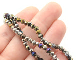 140 4mm x 3mm Mixed Metallic Color Glass Faceted Rondelle Beads Full Strand Abacus Beads Jewelry Making Beading Supplies Small Spacer Beads