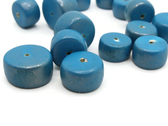 15 Mixed Size Blue Wood Rondelle Disc Beads Vintage Wooden Beads Loose Beads Natural Beads Jewelry Making Beading Supplies Smileyboy
