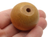 5 31mm Round Brown Wood Beads Vintage New Old Stock Wooden Beads Ball Beads Jewelry Making Beading Supplies