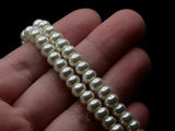 90 6mm White Glass Pearl Beads Faux Pearls Jewelry Making Beading Supplies Rondelle Beads Saucer Beads Small Pearl Spacer Beads