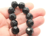 28 12mm Black Faceted Round Beads Full Strand Glass Beads to String Jewelry Making Beading Supplies
