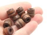 16 11mm Fluted Barrel Beads Large Hole Beads Medium Brown Wood Beads Wooden Beads Jewelry Making Beading Supplies Macrame Bead