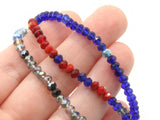 150 4mm x 3mm Blue Red and Gray Mixed Color Glass Faceted Rondelle Beads Full Strand Jewelry Making Beading Supplies Small Spacer Beads