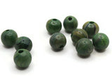 10 14mm Marbled Round Wood Beads Green with Blue and Yellow Vintage Beads Wooden Beads