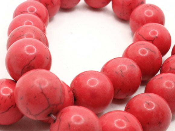 27 15mm Round Red Synthetic Turquoise Gemstone Beads Dyed Beads Jewelry Making Beading Supplies Stone Beads