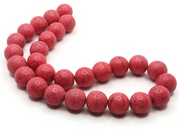 27 15mm Round Pink Synthetic Turquoise Gemstone Beads Dyed Beads Jewelry Making Beading Supplies Stone Beads