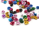 75 7mm Mixed Color Aluminum Flower Beads Small Loose Metal Beads Jewelry Making Beading Supplies