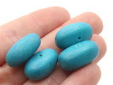 12 21mm Oval Beads Blue Beads Vintage Beads Wood Beads Wooden Beads Oval Beads Large Beads Jewelry Making Beading Supplies