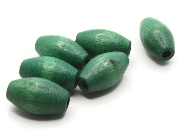 6 1 Inch Tube Beads Green Beads Wood Beads Wooden Beads Vintage Beads Large Hole Beads Macrame Beads Jewelry Making Beading Supplies