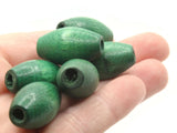 6 1 Inch Tube Beads Green Beads Wood Beads Wooden Beads Vintage Beads Large Hole Beads Macrame Beads Jewelry Making Beading Supplies