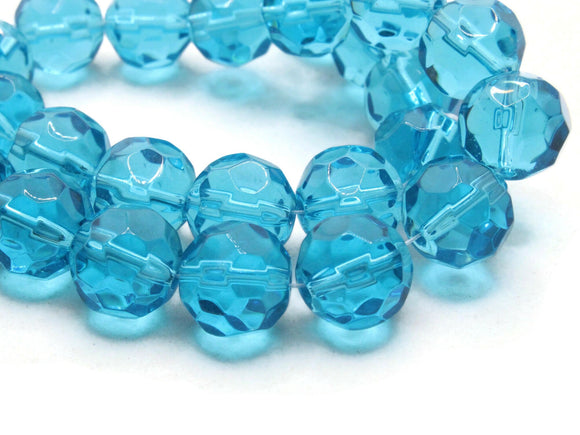 27 10mm Sky Blue Faceted Round Beads AB Finish Full Strand Glass Beads Jewelry Making Beading Supplies