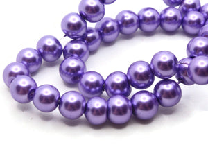 53 8mm Purple Glass Pearl Beads Faux Pearls Jewelry Making Beading Supplies Round Accent Beads Ball Beads Small Spacer Beads