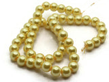 53 8mm Yellow Glass Pearl Beads Faux Pearls Jewelry Making Beading Supplies Round Accent Beads Ball Beads Small Spacer Beads