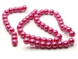53 8mm Bright Pink Glass Pearl Beads Faux Pearls Jewelry Making Beading Supplies Round Accent Beads Ball Beads Small Spacer Beads