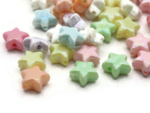 75 11mm Mixed Shiny Pastel Colors Puffed Star Plastic Beads Loose Miniature Celestial Beads Jewelry Making Beading Supplies Beads to String